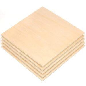 5 Pieces Plywood Board Sheet 6 mm Thick for Arts and and Crafts or Painting, School Project, Wood Engraving, DIY Crafts, Wood Burning and Laser Projects (18x18 inch)